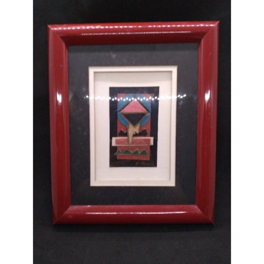 Signed Southwestern  Layered Paper 3d style  Artwork Framed